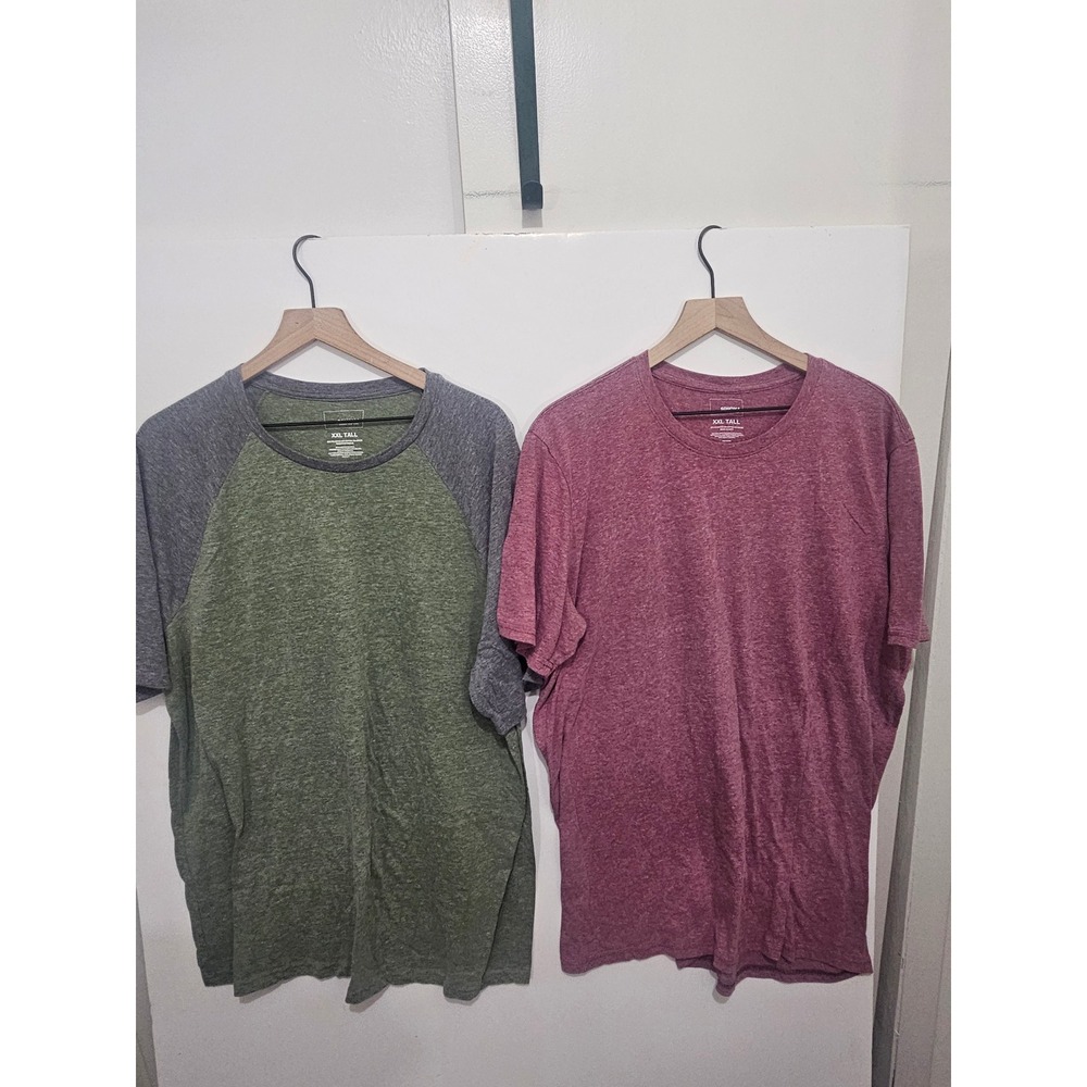 Sonoma Mens XXL Tall T-Shirt Bundle Heathered Green Raglan Burgundy 2 Pack